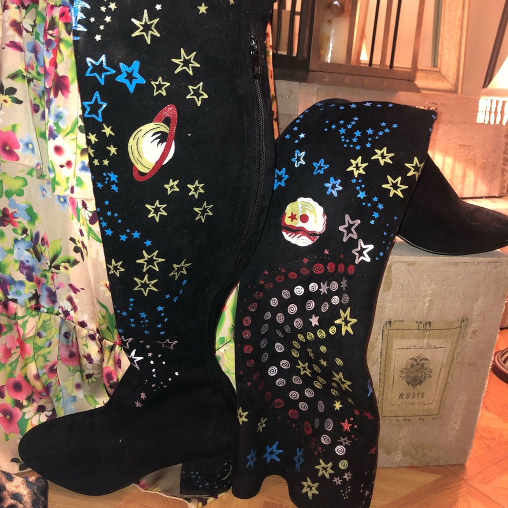 Thigh high suede boots